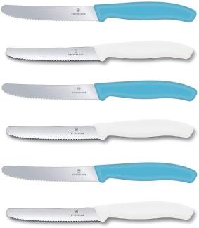 Victorinox 6 Stück Tafelmesser Neue Griffform Swiss Classic (Karbikblau/Weiß)