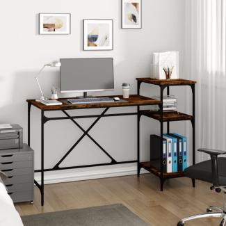 vidaXL Schreibtisch mit Regal Räuchereiche 135x50x90 cm Holzwerkstoff