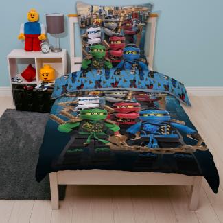 Lego Ninjago Bettwäsche Set für Jungen Kinderbettwäsche 135x200 80x80 cm aus 100% Baumwolle mit Motiv Assemble