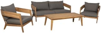 YOURSOL Loungegruppe Bellissimo by deVries | Loungeset aus Teakholz mit Kissen taupe | Sitzgruppe