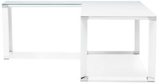 Kokoon Design Eckschreibtisch Warner Glas Weiß 200x75x200 cm