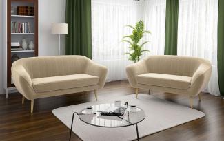 Couchgarnitur - Sofa ELI - 3 2 - Beige Velours
