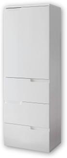 Stella Trading SPICE Büroschrank in Hochglanz Weiß - Halbhoher Aktenschrank mit Schubladen - Modernes Büromöbel Komplettset - 50 x 145 x 35 cm (B/H/T)
