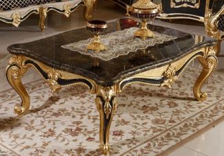 Casa Padrino Luxus Barock Couchtisch Schwarz / Gold - Prunkvoller Massivholz Wohnzimmertisch im Barockstil - Barock Wohnzimmer Möbel - Edel & Prunkvoll