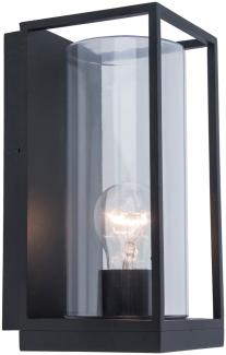 LED Außenwandleuchte Laterne Schwarz mit Glas, Höhe 26 cm