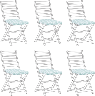 Sitzkissen für Stuhl TOLVE 6er Set mintgrün weiß geometrisches Muster 31 x 39 x 5 cm