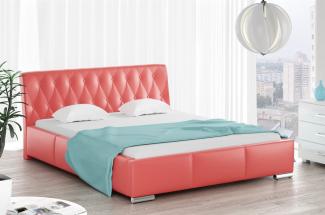 Polsterbett Bett Doppelbett THORE Kunstleder Rot 160x200cm