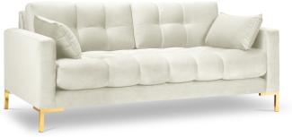 Micadoni 2-Sitzer Samtstoff Sofa Mamaia | Bezug Light Beige | Beinfarbe Gold Metal