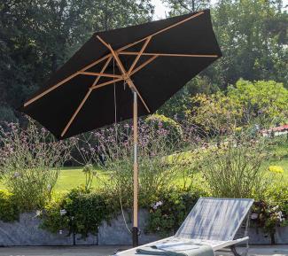 VENTURE HOME Holz Sonnenschirm Corypho | Sonnenschirm knickbar | Schwarz | Ø 250 cm