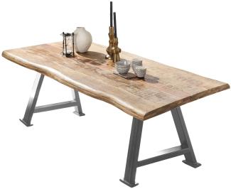 TABLES&Co Tisch 160x90 Mangoholz Natur Metall Silber