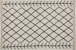 Teppich Baumwolle beige schwarz 160 x 230 cm geometrisches Muster Kurzflor BOZKIR