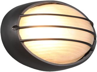 Außenwandleuchte TIRSO Schwarz Gitterlampe IP44 oval Breite 21,3cm