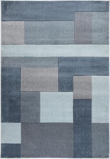 Geometrischer Teppich in Trendfarben, Kollektion NIDD CLARA von Kadima Design. Farbe: Blau, Größe: 80x150 cm