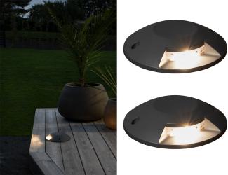 LED Bodenaufbaustrahler 1flammig Aufbauspot 2er SET aussen anthrazit Ø20cm IP65