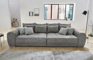 Big Sofa MOLDAU XXL Couch in Microfaser grau mit Kissen