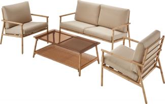 Primaster Loungeset Bambus Lounge Braun Sitzgruppe inkl. Sitz- und Rückenkissen