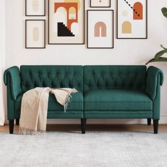 Chesterfield-Sofa 2-Sitzer Dunkelgrün Stoff (Farbe: Grün)