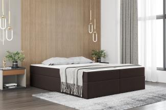 Boxspringbett Schlafzimmerbett PRIMA 120x200cm Stoff Braun inkl. Bettkasten