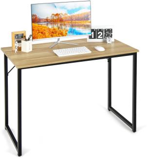 COSTWAY Computertisch Schreibtisch Bürotisch PC-Tisch Metallrahmen 100cm Platzsparend