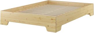 INAKTIV - Kurzes Doppelbett ohne Kopfteil Kiefer massiv natur 140x190 mit wählbarem Zubehör V-60.56-14-190Rollrost inkl.