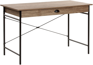 Schreibtisch dunkler Holzfarbton Stahlgestell mit Schublade 120x60 cm industrie Look Jugend- und Arbeitszimmer