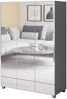 Drehtürenschrank Schrank SHINE Grau-Spiegel 126x185 cm