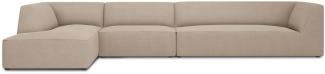 Micadoni 5-Sitzer Modular Ecke links Sofa Ruby | Bezug Dark Beige | Beinfarbe Black Plastic