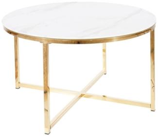 Couchtisch Wohnzimmertisch Salma 80x80x45cm Marmor weiß Gold