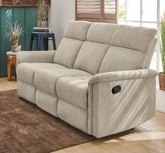 TV Sessel JUIST 3 Sitzer Couchgarnitur, Couch verstellbar, Sofa in Cord beige ca. 180 cm