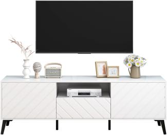 Merax 170 cm langer weißer TV-Ständer mit 2 Türen und 1 Schubladen für einen 70-Zoll-TV-Ständer