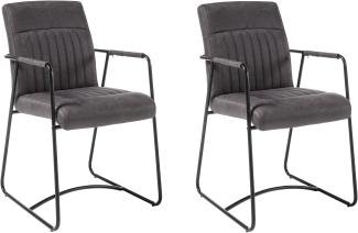 Stuhlset ANITA 2-tlg Stuhl Esszimmerstuhl Küchenstuhl Armlehne Metall grau