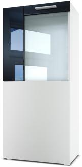 Vladon Stand-/Hänge Vitrine Movie, Weiß matt/Schwarz Hochglanz - Moderne Glasvitrine - (BxHxT): 51 x 110 x 31 cm