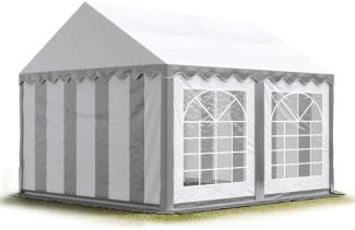 TOOLPORT Party-Zelt Festzelt 3x4 m Garten-Pavillon -Zelt PVC Plane 700 N in grau-weiß Wasserdicht