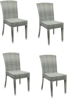 4x KONWAY® MAUI Stapelstuhl Granit Polyrattan Garten Sessel Stuhl Set stapelbar