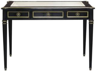Casa Padrino Barock Schreibtisch mit 3 Schubladen Schwarz / Weiß / Gold 108 x 61 x H. 77 cm - Barock Büromöbel