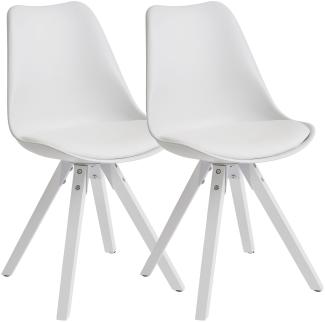 KADIMA DESIGN Esszimmerstühle LUND - Modernes Design mit fest verbundenem Sitzpolster, Massivholz-Beine, 2er Set. Farbe: Weiß