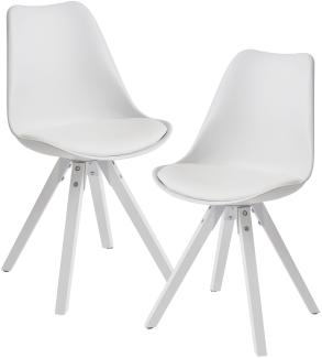 KADIMA DESIGN Esszimmerstühle LUND - Modernes Design mit fest verbundenem Sitzpolster, Massivholz-Beine, 2er Set. Farbe: Weiß