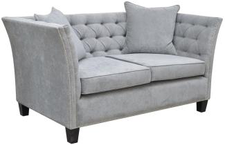 Casa Padrino Luxus Chesterfield Samt Sofa mit Kissen 174,5 x 91 x H. 86 cm Grau