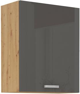 Hängeschrank 60 cm Eiche Artisan + Grau Hochglanz Küchenzeile Küchenblock Küche