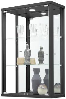 Glasvitrine >OPTIMA< in Schwarz Struktur - 56x85x25,2cm (BxHxT)