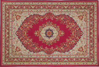 Teppich rot 140 x 200 cm Kurzflor KARAMAN