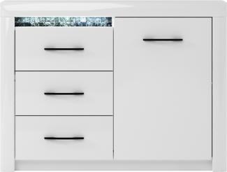 Sideboard >Viola< in Hochglanz Weiß/Echtes Glas Mosaik - 110x82x42,3 (BxHxT)