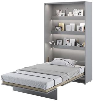 MEBLINI Schrankbett Bed Concept - BC-02 - 120x200cm Vertikal - Grau Matt mit Matratze - Wandbett mit Lattenrost - Klappbett mit Schrank - Wandklappbett - Murphy Bed - Bettschrank