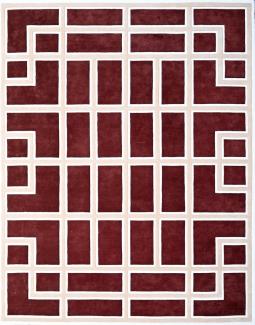 Casa Padrino Luxus Teppich mit Mäander Muster Bordeauxrot / Creme 300 x 400 cm