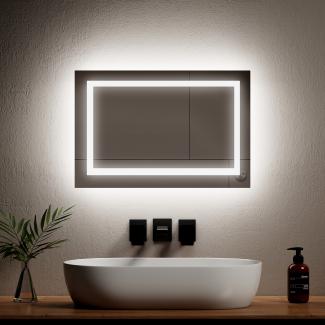 EMKE Badspiegel mit integrierter Beleuchtung und Anti-Beschlag Kaltweiß/Warmweiß 60×40cm