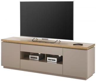 TV-Lowboard Palamos in grau matt und Akazie massiv 173 cm