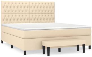 vidaXL Boxspringbett mit Matratze Creme 180x200 cm Stoff, Härtegrad: H2 [3136858]