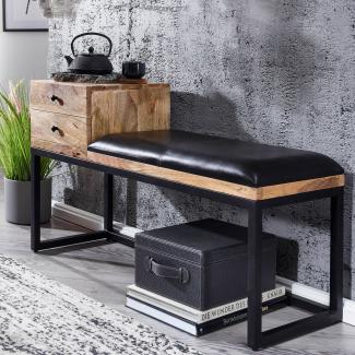 KADIMA DESIGN Retro-Sitzbank TEXAS mit Schubladen - Moderner Retro-Stil aus Ziegenleder und Metall.