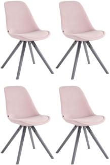 4er Set Stühle Toulouse Samt Rund grau pink