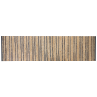 Teppich Jute beige grau 80 x 300 cm Streifenmuster Kurzflor zweiseitig BUDHO